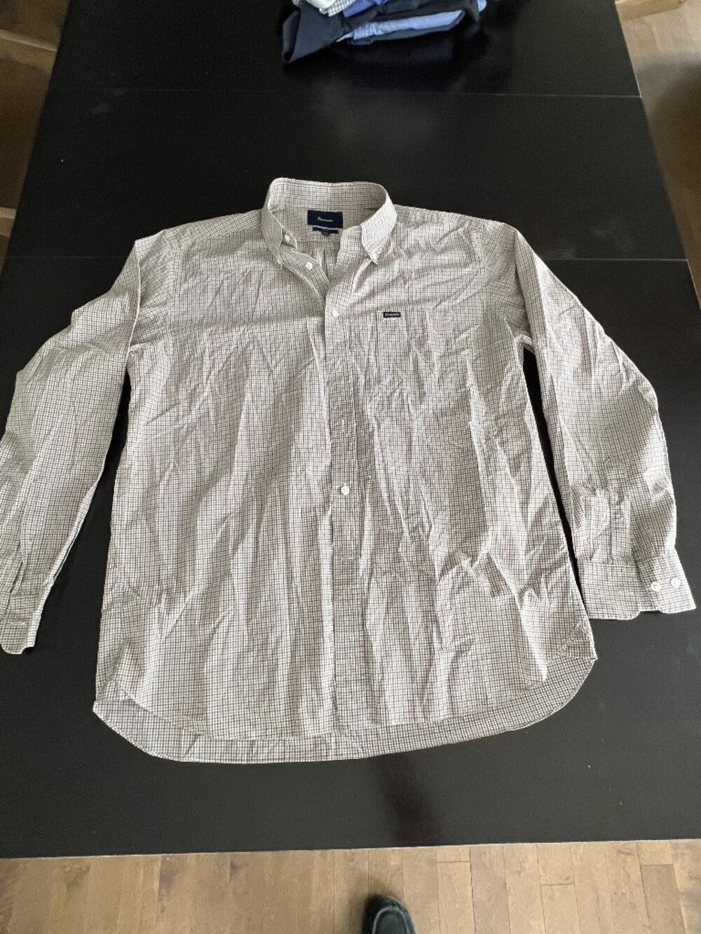 Façonnable CLUB Men’s XXL 100% Cotton Check Shirt – Brown/White